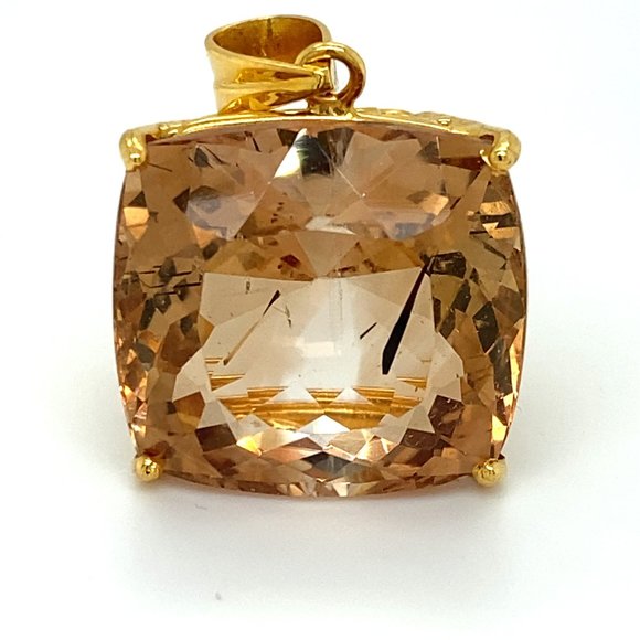 Imperial Topaz 47.73ct Solid 18K Gold Pendant - Picture 1 of 7